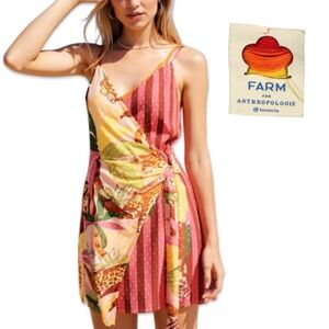 FARM Rio Anthropologie Wrap Dress XL Colorful Resort Vacation Beaded Tie Summer